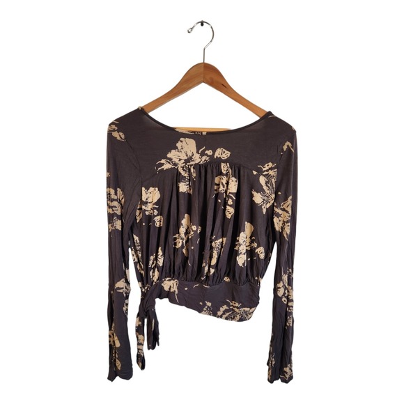 Free People Fiona Top Floral Bow Tie Blouse Womens Small‎ - Picture 3 of 6